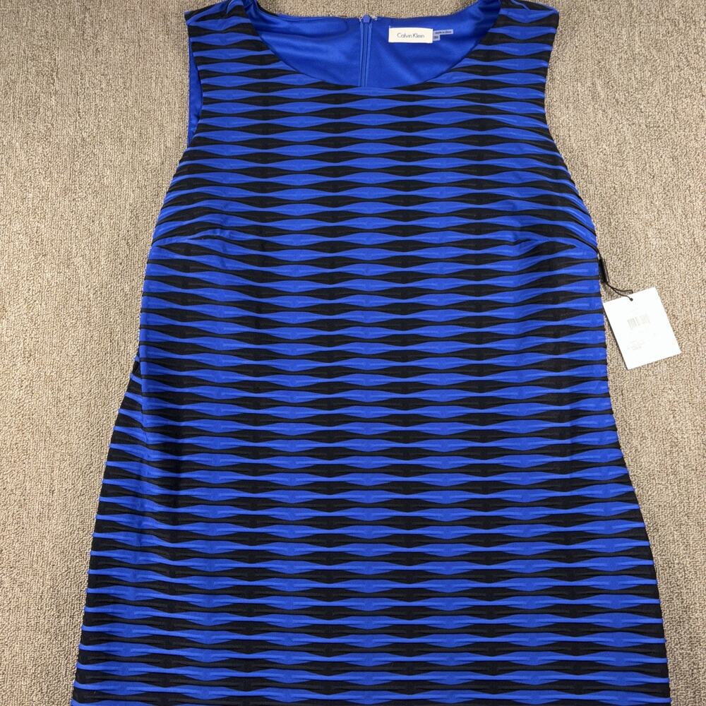 Calvin Klein Women’s Dress Slinky Blue Black 18W NWT Cocktail Holiday Party